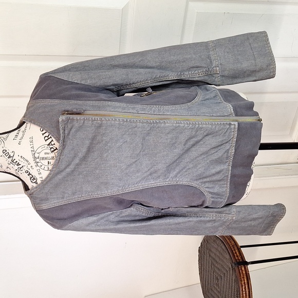 Sundance Winding Road Jean Jacket Sz 10 Gray Moto blazer - Picture 1 of 9